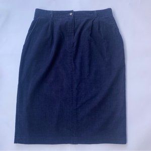 [SOLD] Vintage Navy Blue Corduroy Chino Pleated Skirt size Large to XL